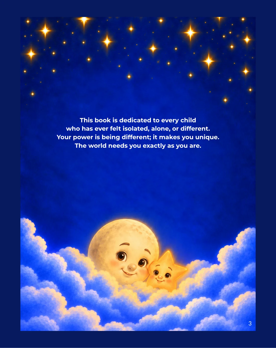 The smiling Moon and Star cuddled together among clouds